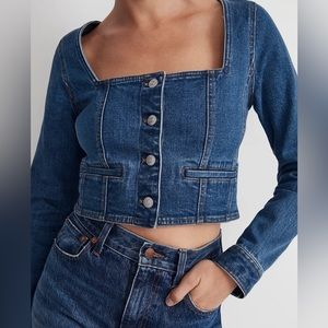 NWT Madewell denim square neck crop top